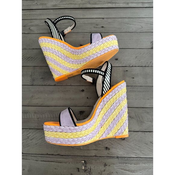 Sophia Webster Multicolor Suede Patent Leather Espadrille Wedges Size 38 - Picture 14 of 15